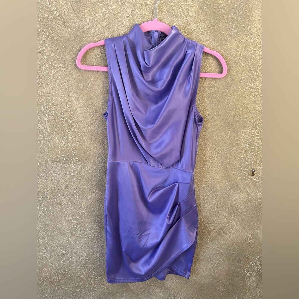 Fashion Nova Lavender Purple Satin Midi Dress